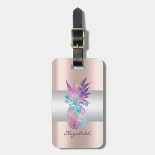Eleganter, girly Streifen, Ananas Rose Gold Gepäckanhänger