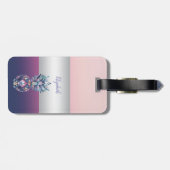 Eleganter Girly Stripe, farbenfrohe Ananas Gepäckanhänger (Rückseite horizontal)