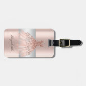 Eleganter Girly Stripe, Rose Gold Dress Gepäckanhänger (Vorderseite horizontal)