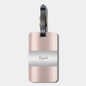 Eleganter Girly Stripe, Rose Gold Dress Gepäckanhänger (Rückseite vertikal)