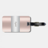 Eleganter Girly Stripe, Rose Gold Dress Gepäckanhänger (Rückseite horizontal)