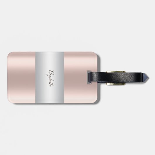 Eleganter Girly Stripe, Rose Gold Dress Gepäckanhänger (Rückseite horizontal)