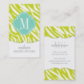 Eleganter Girly Zebra-Limoner Türkis Visitenkarte (Vorne/Hinten)