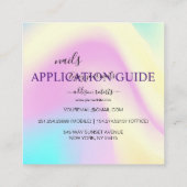 Eleganter Glam Iridescent Nail Application Guide Quadratische Visitenkarte (Rückseite)