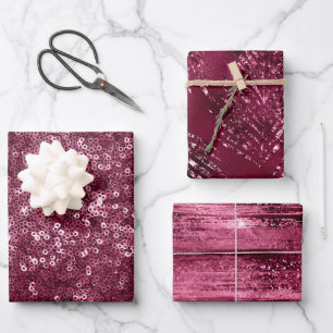 Eleganter Glam Lila Glanz Luxus Glitter Geschenkpapier Set