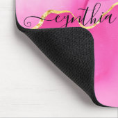 Eleganter Glam Pink & Gold Agate Stone Friseur Mousepad (Ecke)