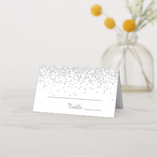 Eleganter Glam Weiß Silber Glitter Geburtstag Platzkarte