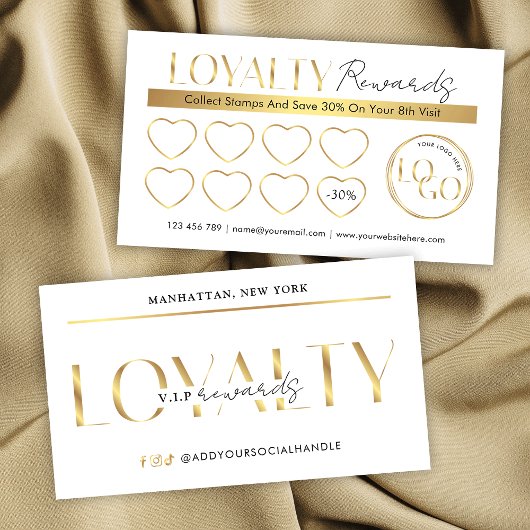 Eleganter Glam White & Gold Logo Makeup Salon Treuekarte