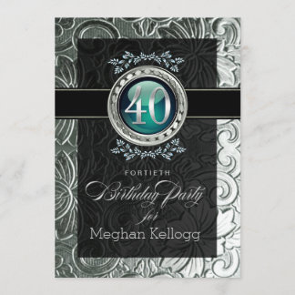 Eleganter Glamour 40. Geburtstag Einladung