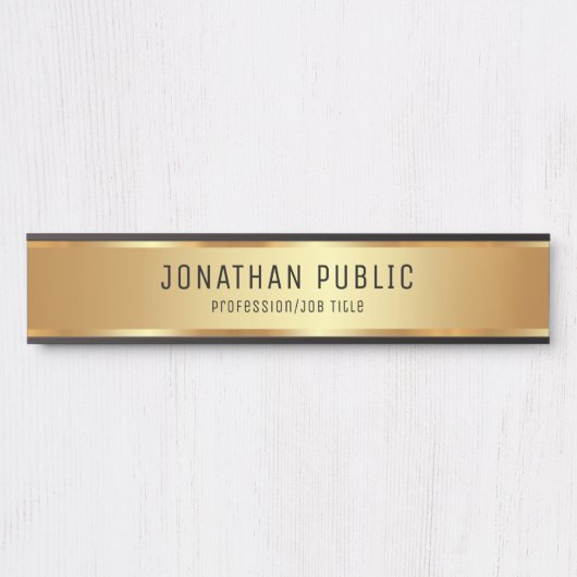 Eleganter Glamour Black and Gold-Template Luxus Türschild (Vorderseite )