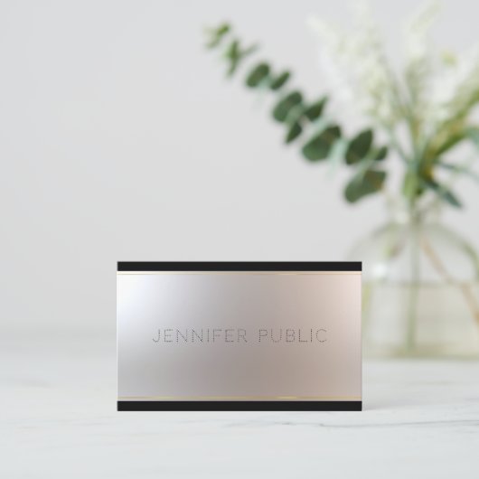 Eleganter Glamour Einzigartiges Gold Silber Schlic Visitenkarte (Stehend Vorderseite)