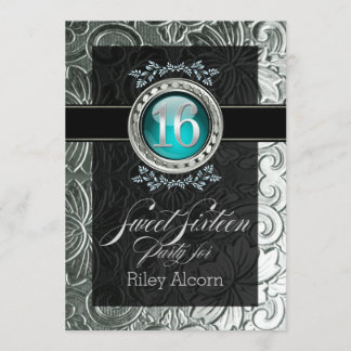 Eleganter Glamour Embossed 16 . Geburtstag Einladung
