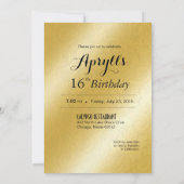 Eleganter Glamour Embossed 16 . Geburtstag Einladung (Rückseite)