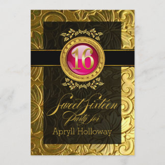 Eleganter Glamour Embossed 16 . Geburtstag Einladung