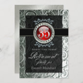 Eleganter Glamour Embossed Retirement Party Einladung (Vorne/Hinten)