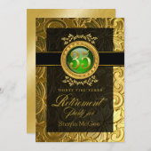 Eleganter Glamour Embossed Retirement Party Einladung (Vorne/Hinten)