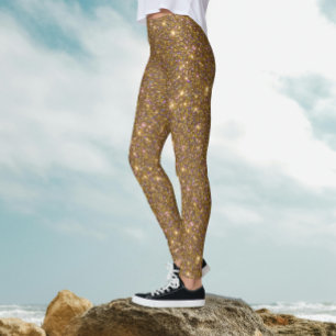 Eleganter Glamour Gold Glitter Schimmer Luxus Part Leggings
