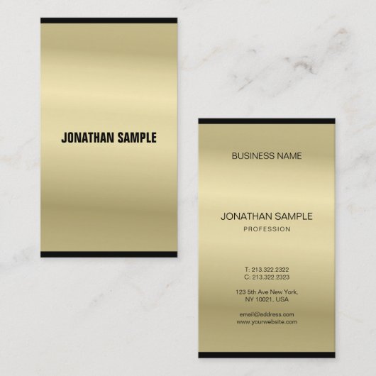 Eleganter Glamour Gold Look Moderner Schlichter Lu Visitenkarte (Vorne/Hinten)