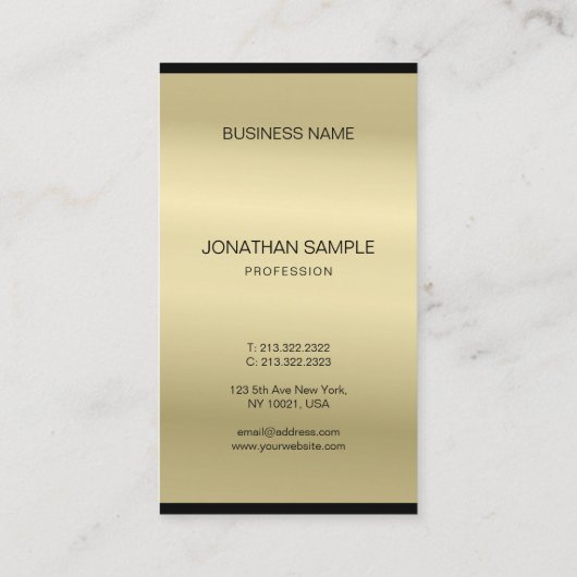 Eleganter Glamour Gold Look Moderner Schlichter Lu Visitenkarte (Rückseite)