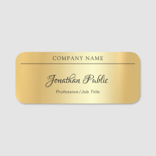 Eleganter Glamour-Goldschablonen-Handskript-Text Namensschild