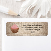Eleganter Glamour Mocha Damask Cupcake-Adressetike (Insitu)