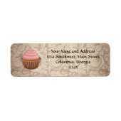 Eleganter Glamour Mocha Damask Cupcake-Adressetike (Vorne)