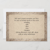 Eleganter Glamour Mocha Damask Cupcake Design Einladung (Rückseite)