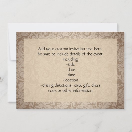 Eleganter Glamour Mocha Damask Cupcake Design Einladung (Rückseite)