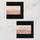 Eleganter Glamour Moderner Chic, Schwarz Quadratische Visitenkarte (Vorne/Hinten)
