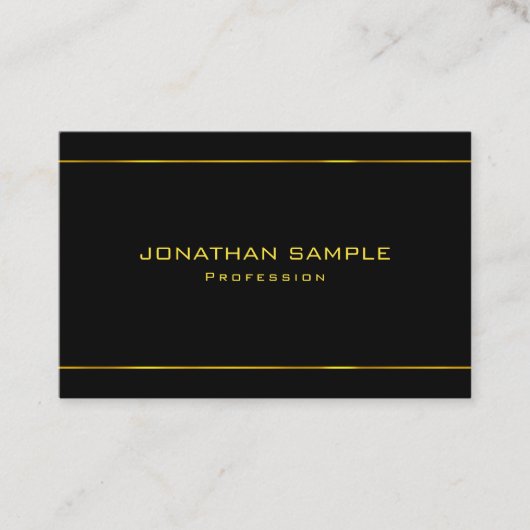 Eleganter Glamour Modernes, goldgestreiftes Schwar Visitenkarte (Vorderseite)