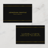 Eleganter Glamour Modernes, goldgestreiftes Schwar Visitenkarte (Vorne/Hinten)