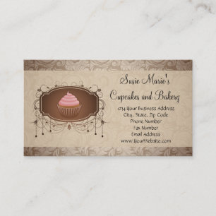 Eleganter Glamour-Mokka-Damask-Cupcake-Geschäftsau Visitenkarte