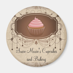 Eleganter Glamour-Mokka-Damast-Kuchen-Entwurf Magnet