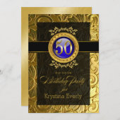 Eleganter Glamour prägeartiger 50. Geburtstag Einladung (Vorne/Hinten)