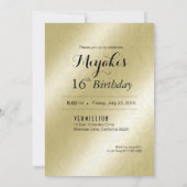 Eleganter Glamour prägeartiges 16. Geburtstag Einladung (Rückseite)
