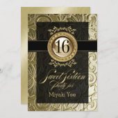Eleganter Glamour prägeartiges 16. Geburtstag Einladung (Vorne/Hinten)