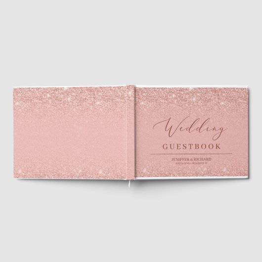 Eleganter Glamour Rose Gold Glitzer Glitzern Hochz Gästebuch (Voll)