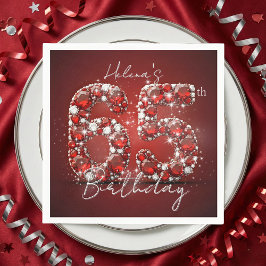 Eleganter Glamour Rubinroter Edelstein 65. Geburts Serviette