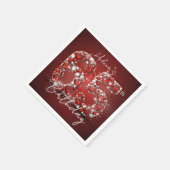 Eleganter Glamour Rubinroter Edelstein 65. Geburts Serviette (Ecke)