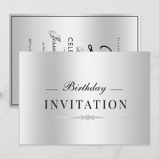 Eleganter Glamour Silber 25. Geburtstag Einladung