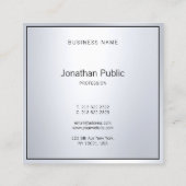 Eleganter Glamour Silver Beruflich Moderne Schlich Quadratische Visitenkarte (Rückseite)