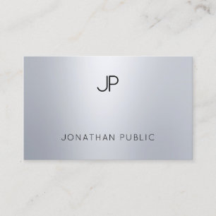 Eleganter Glamour Silver Look Moderne Monogram Tre Visitenkarte