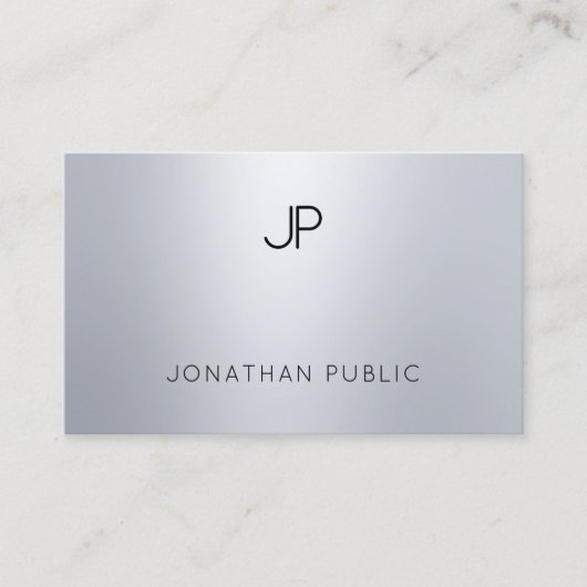 Eleganter Glamour Silver Look Moderne Monogram Tre Visitenkarte (Vorderseite)