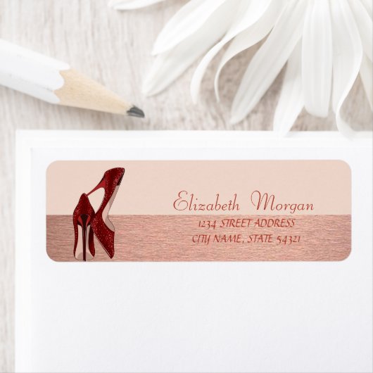 Eleganter glamouröser Roter Hocker, Adressetikett (Insitu)