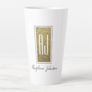 Eleganter Glanz Gold Glitter Monogramm Name Milchtasse