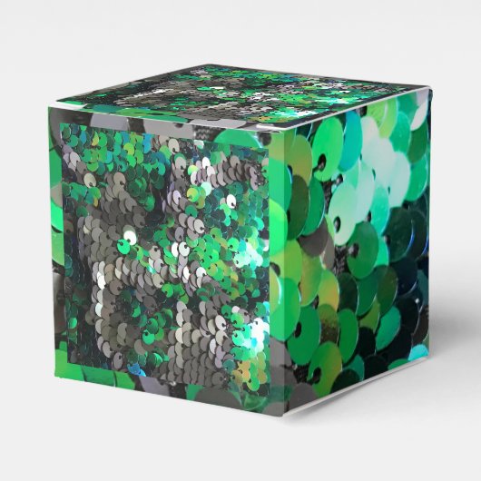 Eleganter glänzender Glamour Grüntöne graue Platte Geschenkschachtel (Vorderseite)
