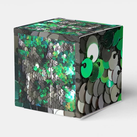 Eleganter glänzender Glamour Grüntöne graue Platte Geschenkschachtel (Rückseite)