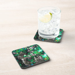 Eleganter glänzender Glamour Grüntöne graue Platte Getränkeuntersetzer