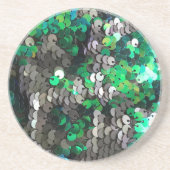 Eleganter glänzender Glamour Grüntöne graue Platte Getränkeuntersetzer (Vorne)