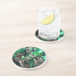 Eleganter glänzender Glamour Grüntöne graue Platte Getränkeuntersetzer